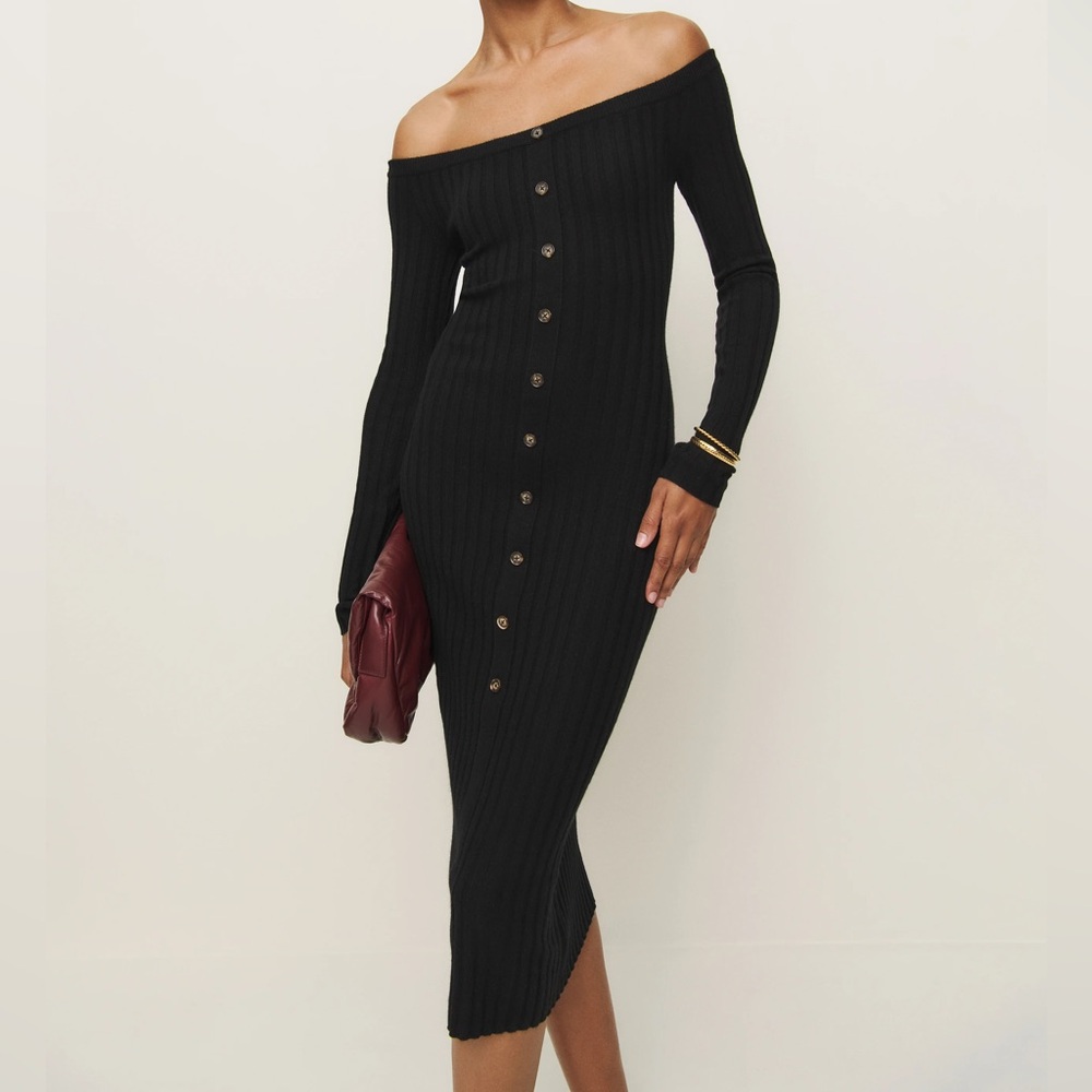 Reformation Black Cashmere Sweater Dress